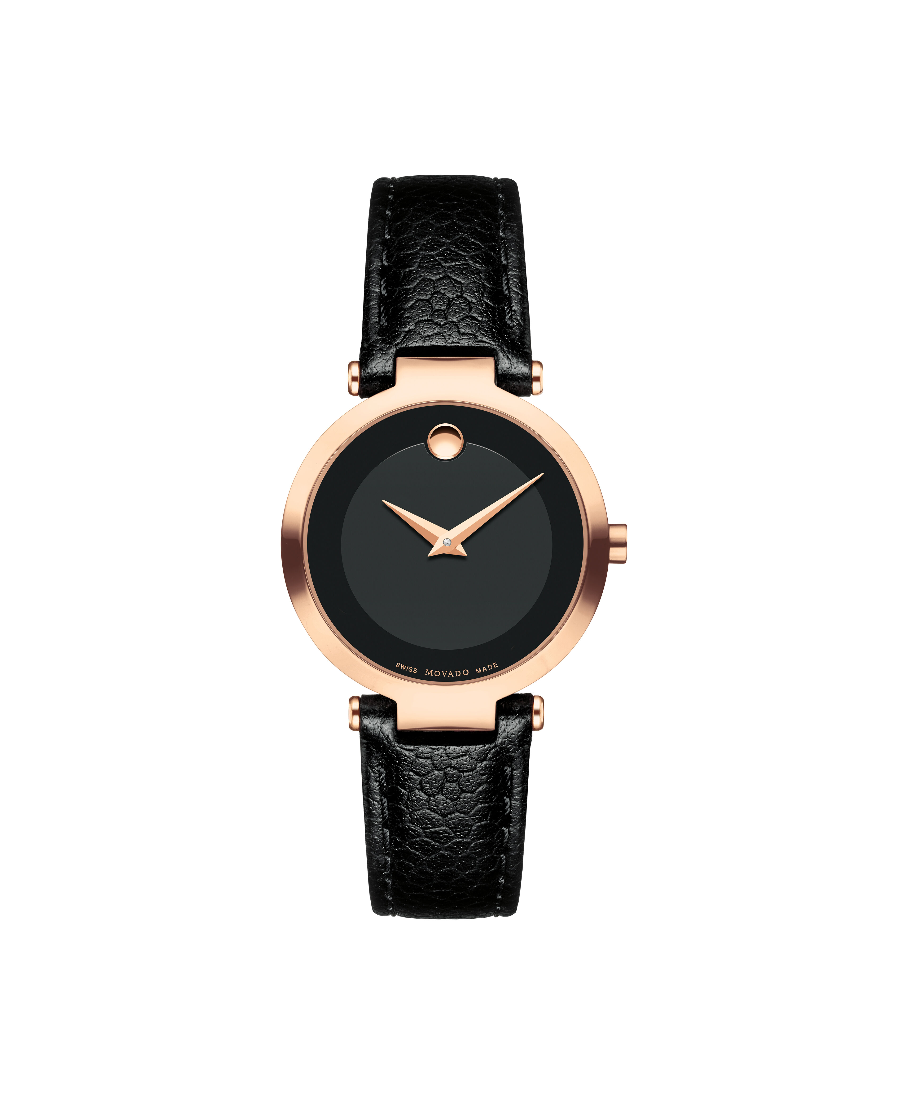 Movado two-tone stainless steel case with diamonds black museum dial stainless steel bangle