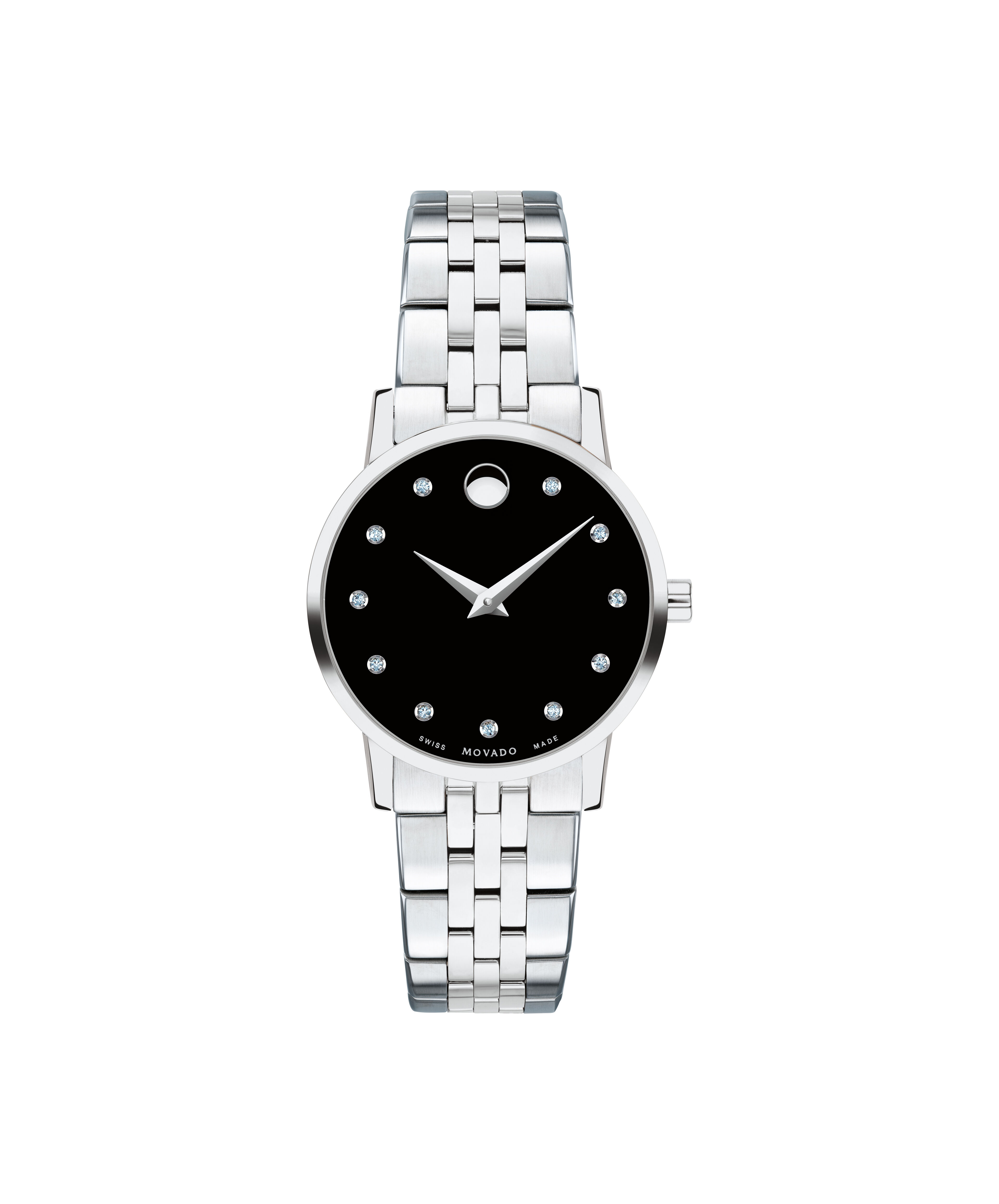 Movado Modern Classic Black Dial Stainless Steel Ladies Watch 0607101
